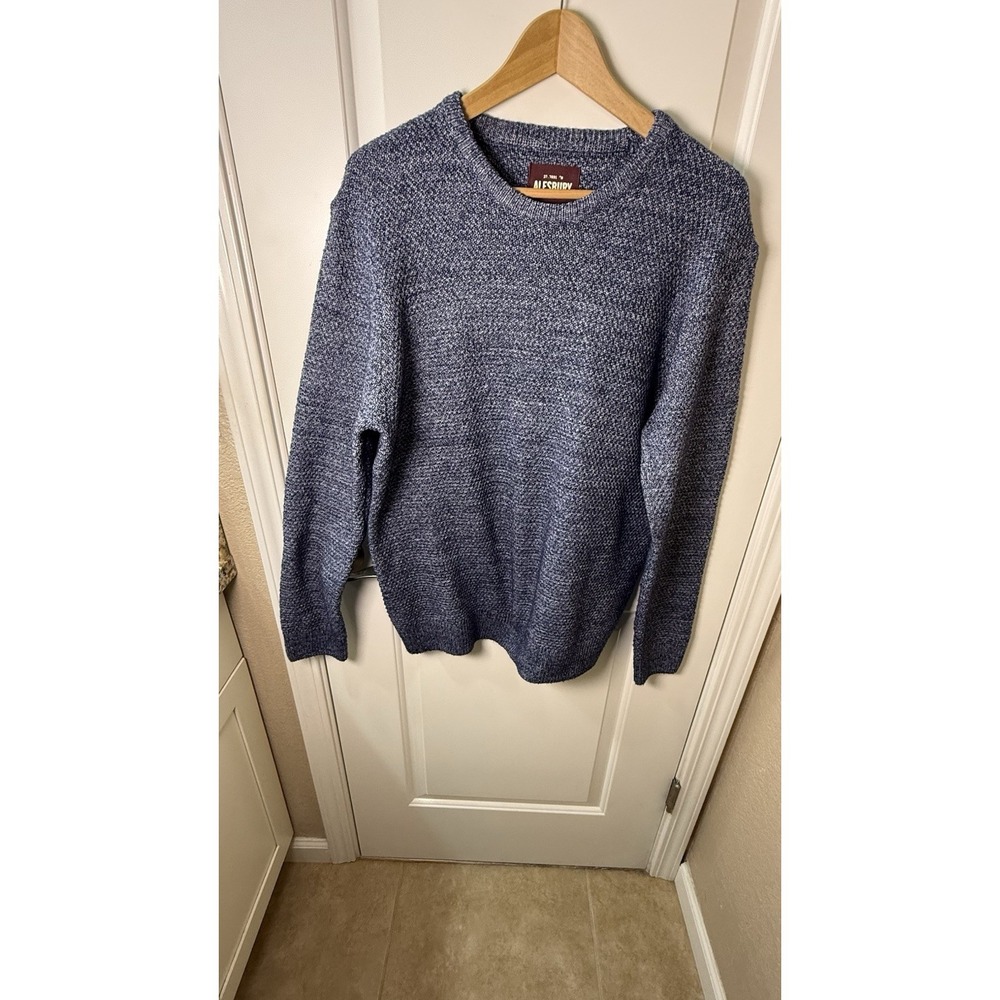Alesbury Blue Marled Knit Crew Neck Sweater Men's Large Casual‎ Pullover